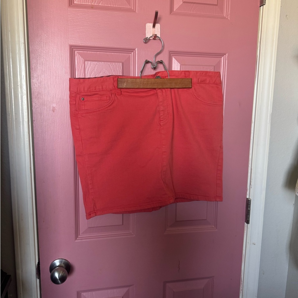Tommy Hilfiger Coral Red Denim Jean mini skirt